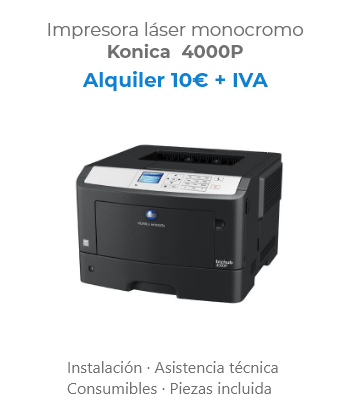 alquiler impresora láser konica 400p
